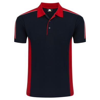 Avocet Two Tone Poloshirt In Black - Red