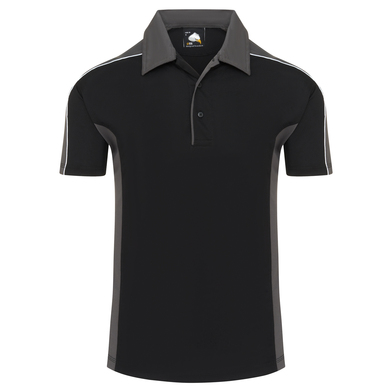 Avocet Two Tone Polyester Poloshirt In Black - Graphite