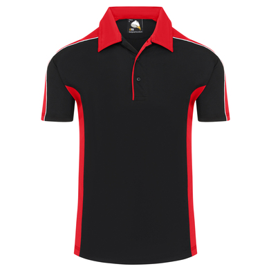 Avocet Two Tone Polyester Poloshirt In Black - Red