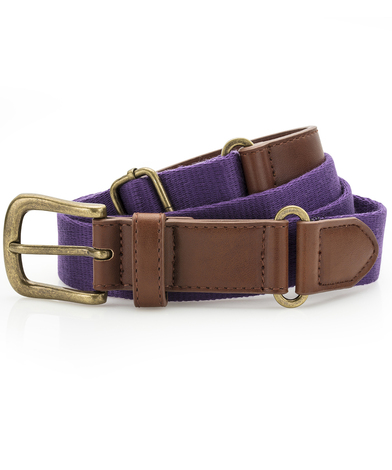 Faux Leather And Canvas Belt In Purple