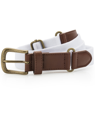 Faux Leather And Canvas Belt In White