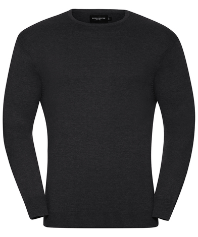 Crew Neck Knitted Pullover In Charcoal Marl