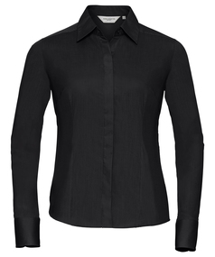 Women's Long Sleeve Polycotton Easycare Fitted Poplin Shirt