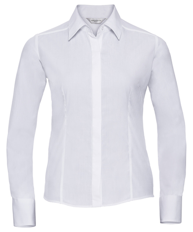 Russell Collection - Women's Long Sleeve Polycotton Easycare Fitted Poplin Shirt