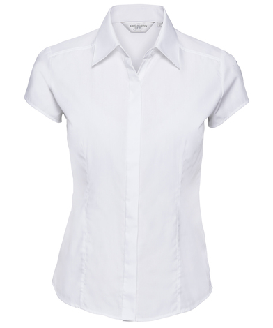 Russell Collection - Women's Cap Sleeve Polycotton Easycare Fitted Poplin Shirt