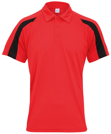 Contrast Cool Polo In Fire Red/Jet Black