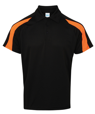 Contrast Cool Polo In Jet Black/Electric Orange