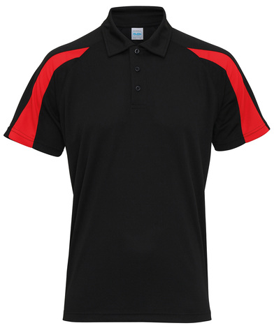 Contrast Cool Polo In Jet Black/Fire Red