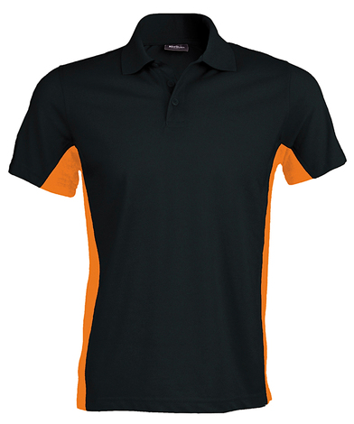 Flags Short Sleeve Bi-colour Polo Shirt In Black/Orange