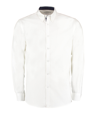 Kustom Kit - Contrast Premium Oxford Shirt (button-down Collar) Long-sleeved (tailored Fit)