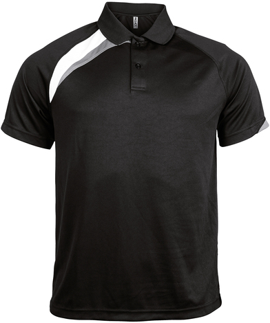 Adults' Short-sleeved Sports Polo Shirt In Black/White/Storm Grey