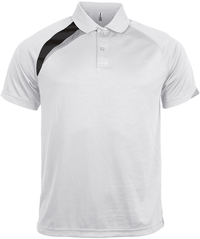 Adults' Short-sleeved Sports Polo Shirt In White/Black/Storm Grey