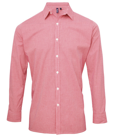 Premier - Microcheck (Gingham) Long Sleeve Cotton Shirt