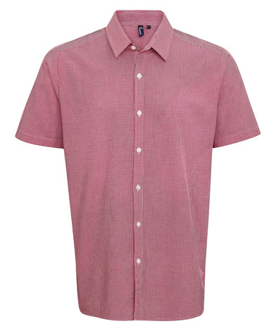 Premier - Microcheck (Gingham) Short Sleeve Cotton Shirt