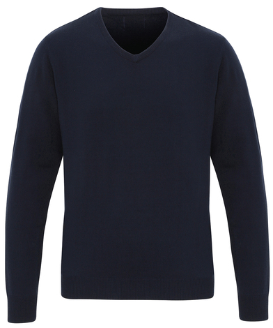 'Essential' Acrylic V-neck Sweater In Navy