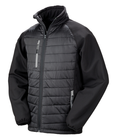Compass Padded Softshell Jacket In Black/Grey