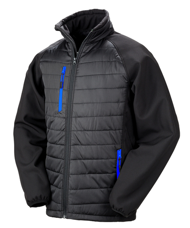 Compass Padded Softshell Jacket In Black/Royal