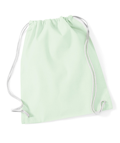 Cotton Gymsac In Pastel Mint/White