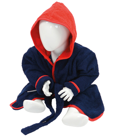ARTG Babiezz Hooded Bathrobe In French Navy/Fire Red