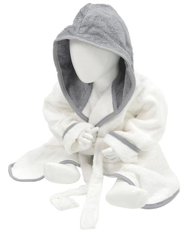 ARTG Babiezz Hooded Bathrobe In White/Anthracite Grey