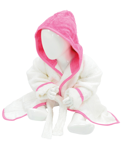 ARTG Babiezz Hooded Bathrobe In White/Pink