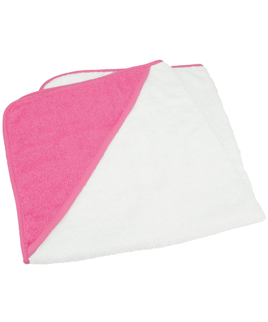 ARTG Babiezz Medium Baby Hooded Towel In White/Pink/Pink