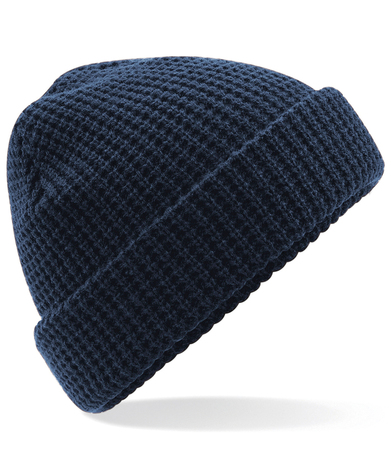 Classic Waffle Knit Beanie In French Navy