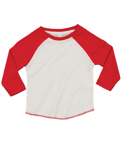 Baby Baseball T In Organic Washed White/Warm Red