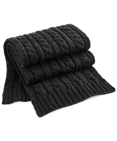 Cable Knit Melange Scarf In Black