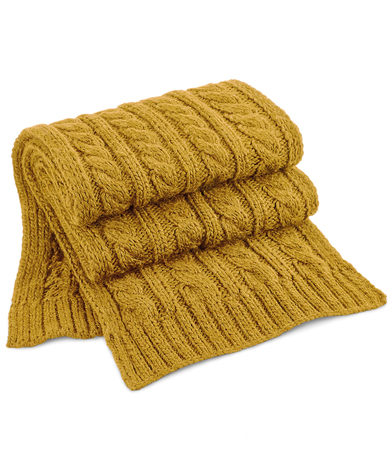 Cable Knit Melange Scarf In Mustard