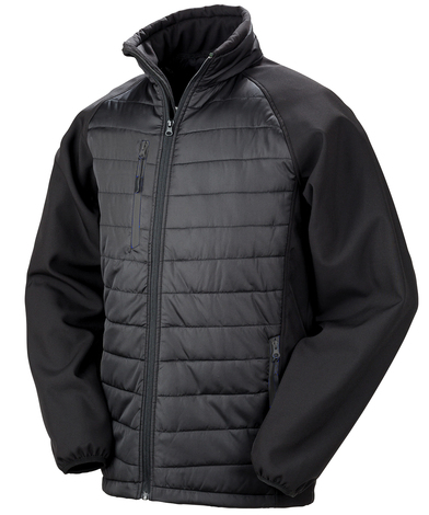 Compass Padded Softshell Jacket In Black/Black