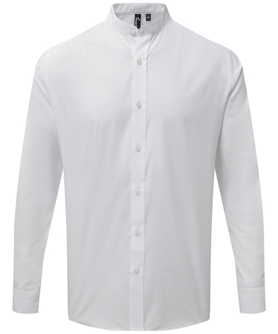 Premier - Banded Collar Grandad Long Sleeve Shirt