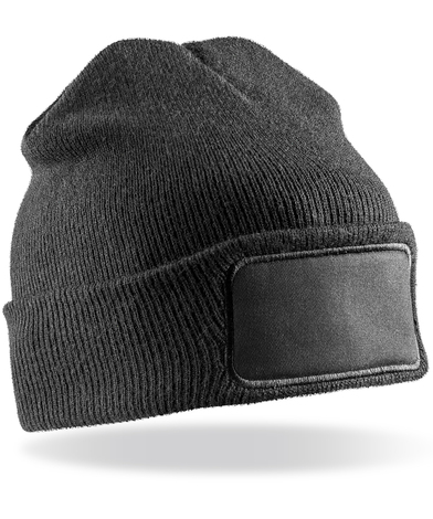 Double-knit Thinsulate Printers Beanie In Black