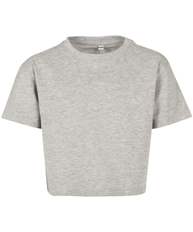 Girls Cropped Jersey Tee In Heather Grey