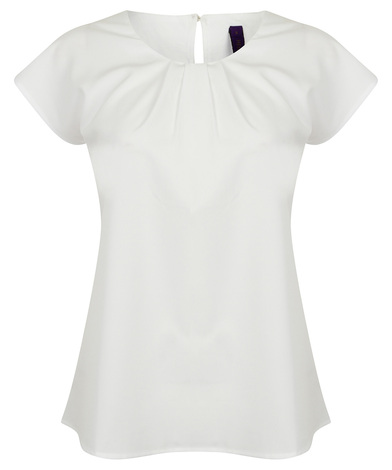 Henbury - Women's Pleat Front Short Sleeve Blouse