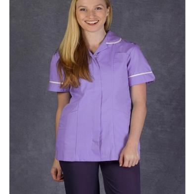 Female Nursing Tunic  In Lilac/White