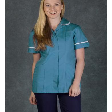 Female Nursing Tunic  In Turquoise/White Trim