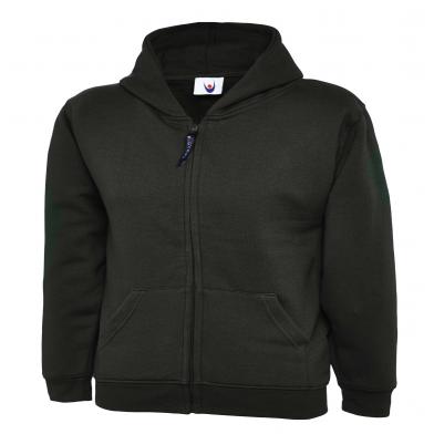 Childrens Classic Full Zip Hooded Sweatshirt  In Black