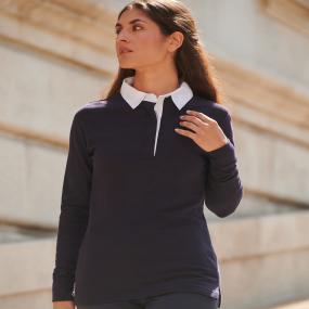 Women's Long Sleeve Plain Rugby Shirt