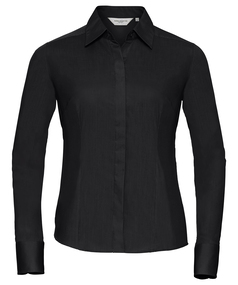Women's Long Sleeve Polycotton Easycare Fitted Poplin Shirt