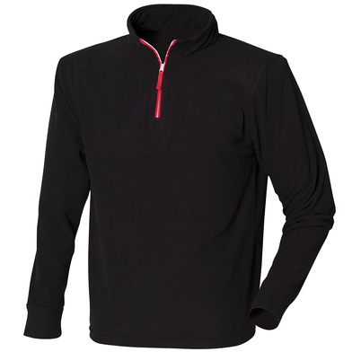 _ Zip Long Sleeve Fleece Piped In Black/Red/White