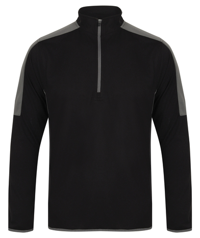 1/4 Zip Mid-layer With Contrast Panelling In Black/Gunmetal Grey