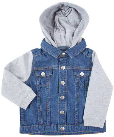 Larkwood - Denim Jacket With Fleece Hood And Sleeves