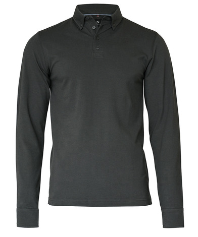 Carlington  Deluxe Long Sleeve Polo In Charcoal