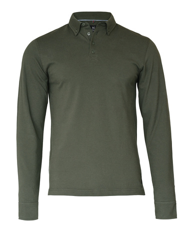 Carlington  Deluxe Long Sleeve Polo In Olive
