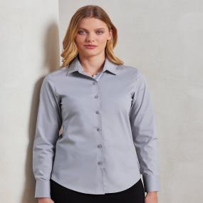 Women's Stretch Fit Cotton Poplin Long Sleeve Blouse