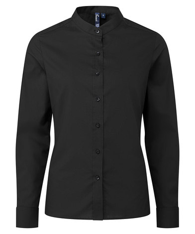 Premier - Women's Banded Collar 'grandad' Shirt