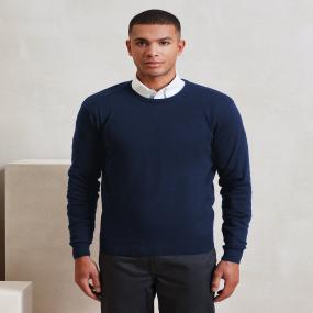 Crew Neck Cotton-rich Knitted Sweater