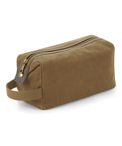 Heritage Waxed Canvas Wash Bag In Desert Sand