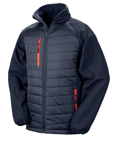 Compass Padded Softshell Jacket In Navy/Red
